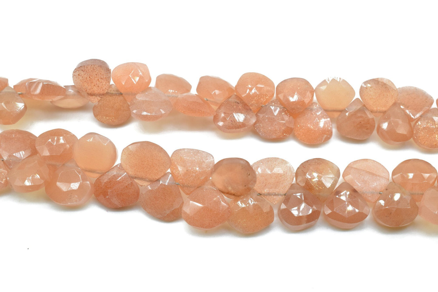 Sunstone Heart Shape Briolette,Briollete strand,8mm Heart Shape Faceted Briolette,orange color heart shape,jewlry making bead,necklace beads