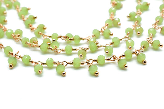 Prehnite Cluster Beaded Chain,Bead Chain,Dangling Chain,Thick Chain, Gold Wire Wrapped Prehnite Quartz Beaded chain,Handmade beaded chains
