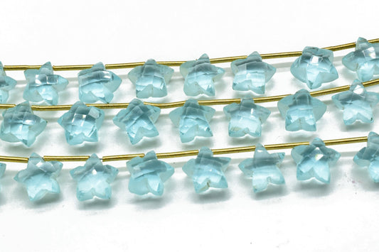 Aquamarine 9mm Faceted Star Briolette Beads Strand - 10 Beads in 1 Strands,Aquamarine Beads,Aquamarine Star Shape Briolette,Aquamarine stars
