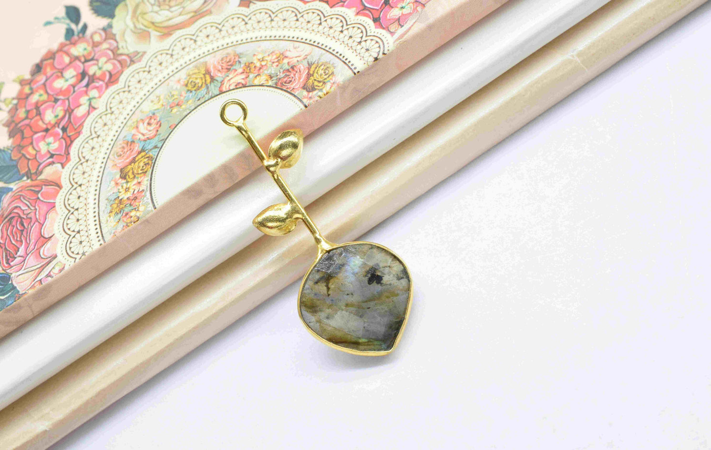 Labradorite Single Bail Pendant , Labradorite Charms ,Heart Shape Charms , Genuine Gemstone Charms , Gemstone Connectors , Summer Collection