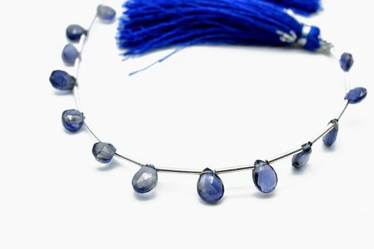 AAA Quality Iolite teardrop Briolettes,Iolite Beads,Iolite Faceted Pear Briolette,Iolite Beads Sparkly Full 7" Strand,,Wholesale briolettes,