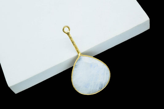 Moonstone Pendant/Gemstone Component/Faceted Moonstone Single Bail Charm/Necklace Pendant/Heart Shape Charm/Wholesale Supply/B'day Gift