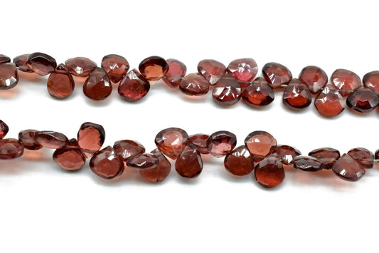 Natural Garnet 6mm heart shape faceted Briolette,Garnet beads,Garnet jewelry making beads,Garnet briolettes strand,Garnet 8 inch strand,