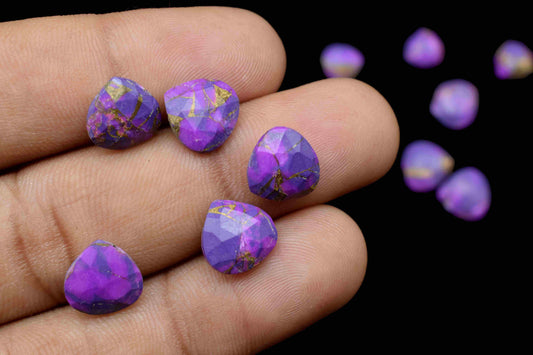 Purple Copper Turquoise Beads, 10mm Gemstone Faceted Heart Shape Briolettes,Gemstone Heart Beads,High Quality Gemstone Beads Jewelry Making