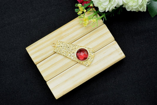 Pink Tourmaline Pendant ,Pink Tourmaline Gemstone Handmade Pendant , Single Bail Charms , Gold Plated Connectors , Gemstone Connector Charm