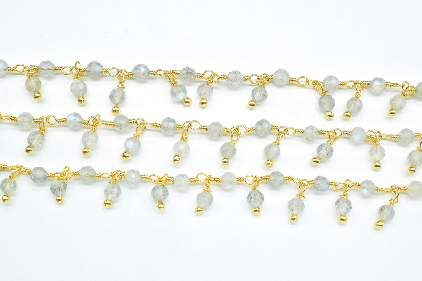 Labradorite beaded Chain,Gemstone Rosary Chain,Wire Wrapped Necklace Chain,Labradorite Cluster Rosary Chain,Handmade Dangling Beads Jewelry