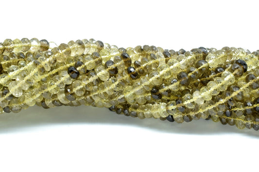 6 inch Strand, Very Good Quality, Natural Bio-Lemon Quartz Fancy Faceted Round Shape Beads,Size-7mm To 7.5mm Beads, Bio Lemon Gemstone Beads