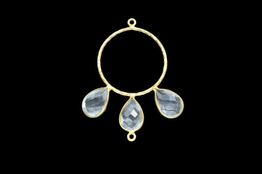 Crystal Quartz Jewelry Connector/Brass Connector Jewellery/Gold Plated Pendant/Handmade Jewellery/Double Bail Pendant/Wedding Jewelry/Gift