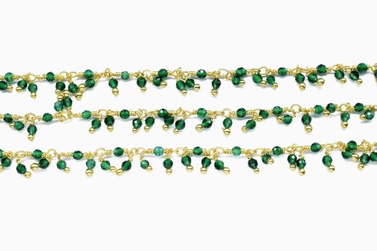 Emerald Quartz Cluster Rosary,Emerald 2mm To 2.5mm Faceted Rosary Chain,Emerald Rosary,Unique Rosary,Wire Wrapped Jewelry,Beads Rosary,Gift