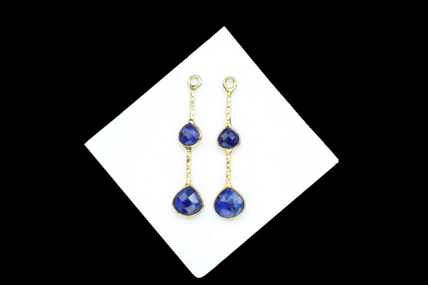 Blue Sapphire Gemstone Heart Shape Faceted Bezel Connector/Jewelry making Stone/Handmade Jewelry/Long Gemstone Pendant/Sapphire Bezel Charm