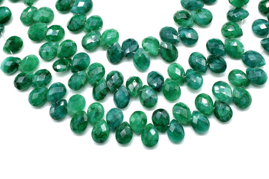 Emerald Faceted Pear Shape Beads Strand,6x8mm Teardrop Emerald Faceted Beads,7''teardrop Strand,Emerald Faceted Briolette,Natural Emerald