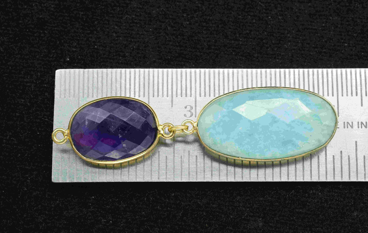 Amazonite Dangle pendants,Station Bezel Link,Amethyst pendant Charms,Component pendant,Multi Gemstone Connectors,Handmade Bezel Jewelry