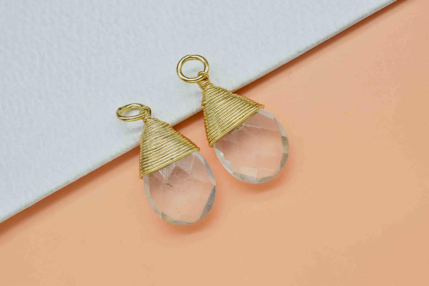 Crystal Quartz Teardrop Faceted Connector,Gemstone Wire Wrapped Pendant,10X18 Connector,Pendant Jewelry,Wire Wrapped Necklace,CrystalJewelry