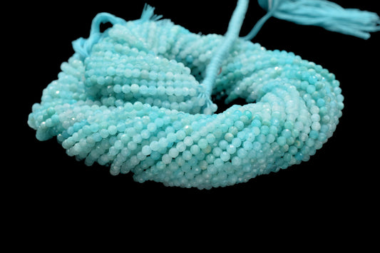 Amazonite Faceted Rondelle Beads,3mm Rondelle Beads,Amazonite Beads,13"Strand,Micro faceted beads,Gemstone Beads Jewelry Making supply,Gift