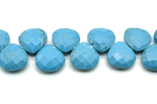 Blue Turquoise 14mm Heart shape Briolettes,Turquoise briolettes for making jewelry,Sky blue Turquoise Briolettes,Turquoise Heart briolettes