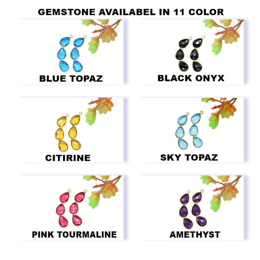 Components Pear Shape Connectors,Elegant Finding Beads,Three Stone Jewelry,Station Bezel Link,Components Earrings,Hanmade Craft Supply,Gift