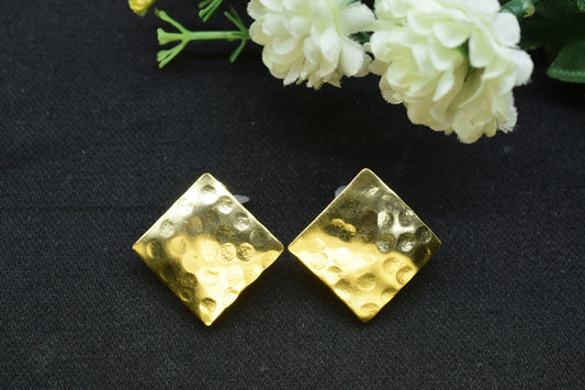 Brass Hammered earring post connector,18mm Square Shape Brass Earring connector,Brass Jewellery,Studs connector,Brass Earring,Wedding Gifts,