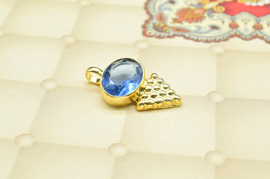 Tanzanite Quartz Pendant Charm,Brass Pendant,Vermeil Pendant Jewelry,Blue Gemstone Handmade Pendant,Statement Pendant,Loop Pendant,Gift