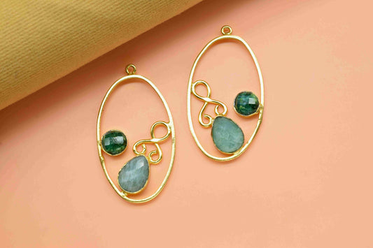 Multi Stone Component Jewelry,Emerald Gemstone Dangle Component,Amazonite 7x10mm Teardrop Component,Gemstone Earring,Finding Oval Necklace