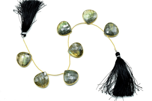 Labradorite 20mm heart shape bezel Charms,Gemstone Drilled bezel,gemstone Charm,Gemstone Jewelry Making Component,Labradorite Bezel Jewelry