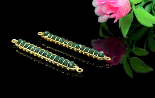 Green Agate beaded Bar Finding Connector,Gemstone Bar Pendant Necklace,Agate Bar Bracelet,Beaded Bar Findings Component,Green Agate jewelry,