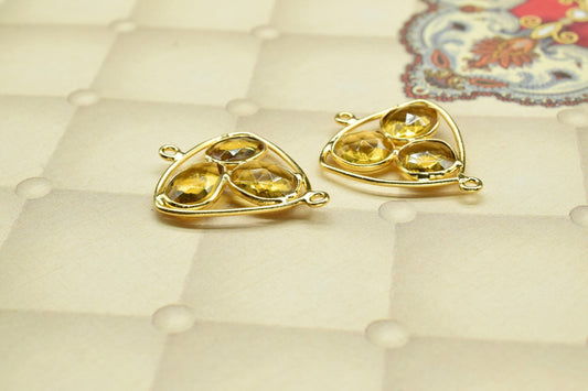 Citrine Quartz Earring Connector,Citrine Finding Gold Plating Necklace,Pendant Jewelry Connectors,Citrine Gemstone Dangle Earring Component