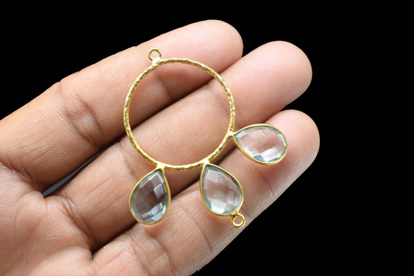 Sky Topaz Jewelry/Brass Connector Jewellery/Gold Plated Pendant/Handmade Jewellery/Double Bail Pendant/Sky Topaz Connector Jewelry/Gift