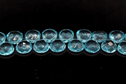 Blue Apatite Faceted 14mm Heart Shape Briolettes,Side drilled Briolette,Finest Apatite Briolette,Handmade Briolette, Birthstone briolettes,