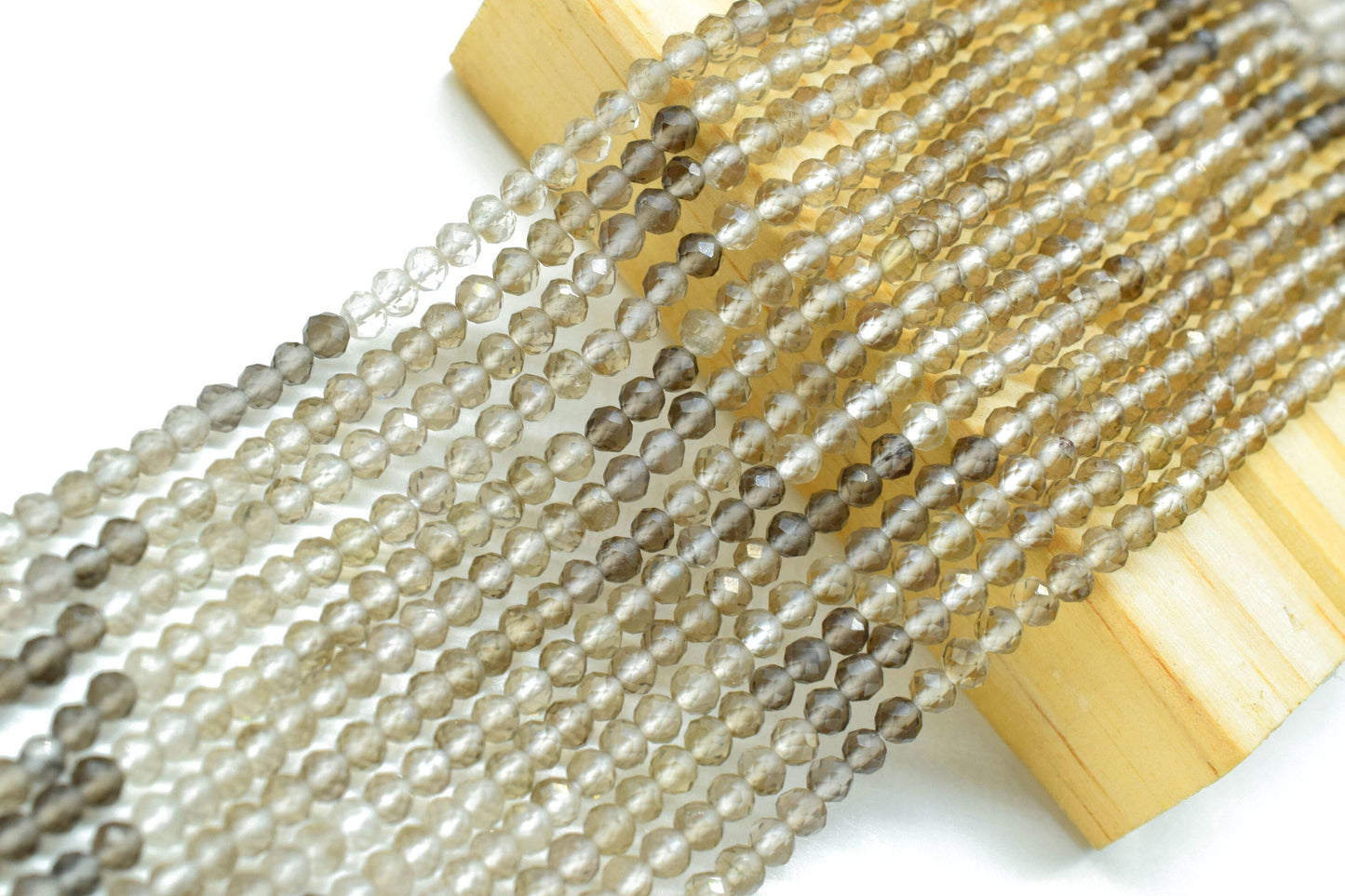 Smoky Faceted Rondelle Beads,3mm Rondelle Beads,Shaded Smoky Beads,13"Strand,Micro faceted beads,Gemstone Beads Jewelry Making supply,Gift