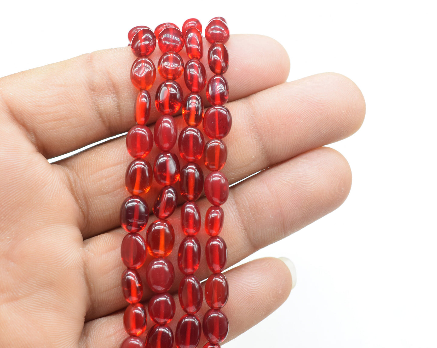 Garnet Smooth Oval Beads,Garnet Quartz Smooth Beads,Loose Beads for Jewelry Making,Garnet Plain Oval Beads,Garnet Smooth Nuggets Beads