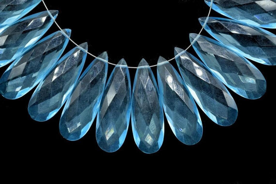 Sky Topaz Long drop 10x30mm Briolettes,Sky Topaz Briolette Beads,Sky Topaz Calibrated Beads,Sky Topaz Pair Briolette,Sky Topaz long teardrop