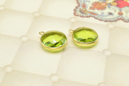 Peridot Quartz Component Earring,Station Bezel Link,Handmade Jewelry,Peridot Pendant Charm,Necklace Connector,Gemstone single bail connector