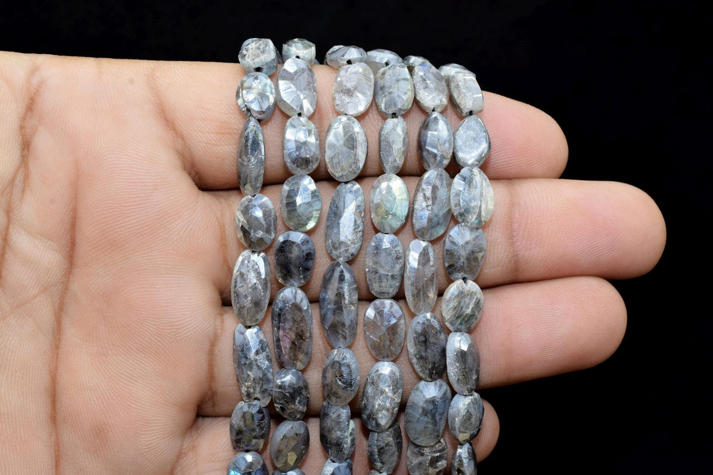 Labradorite Coated Oval faceted Beads, Labradorite Faceted Oval Shape Checker Cut Gemstone Loose Beads,Blue Fire Labradorite,Oval Beads,