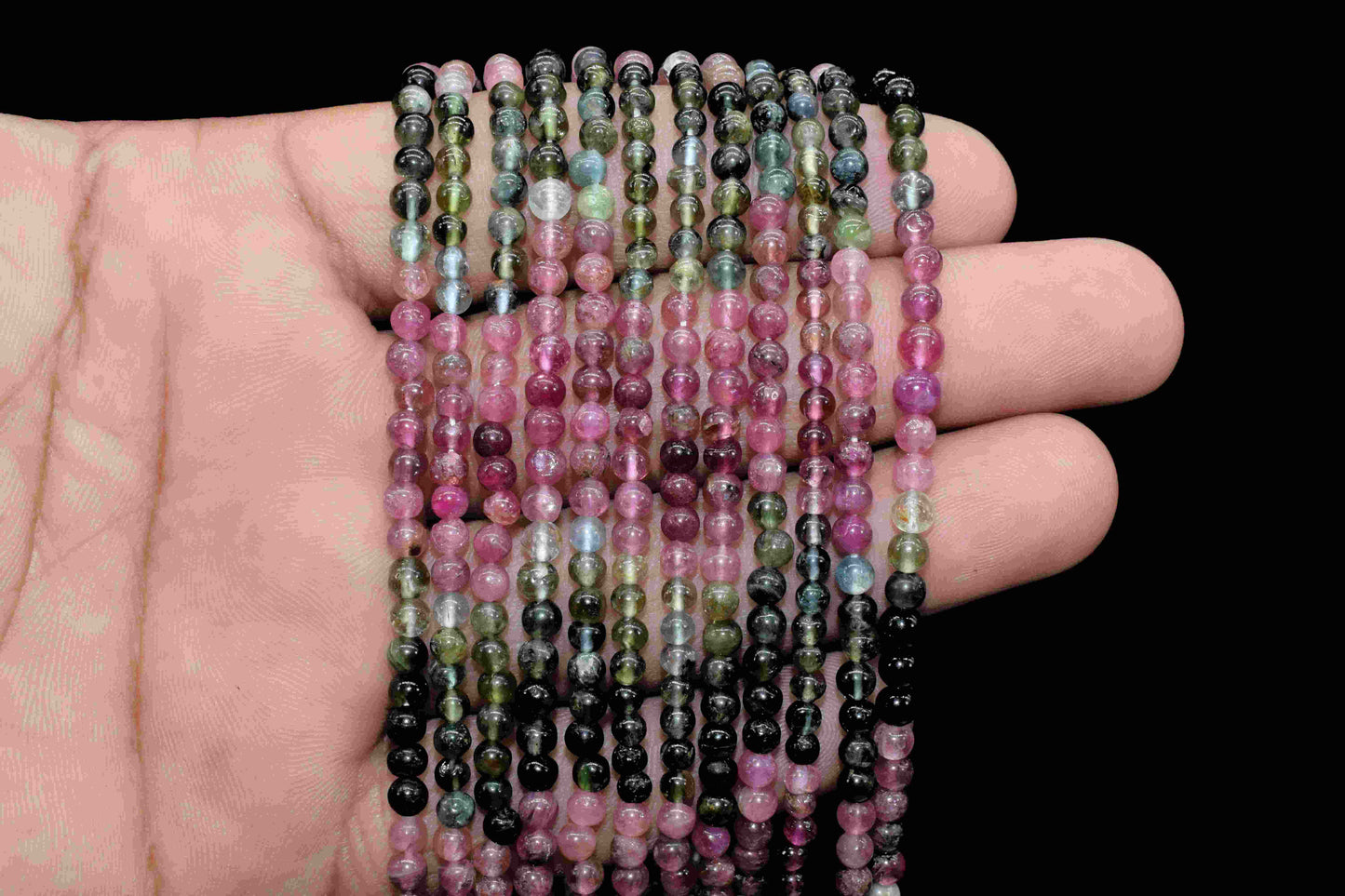 Natural Multi Tourmaline Semi Precious Gemstone Beads for Jewelry,Multi Tourmaline Gemstone 3mm-4mm Smooth Beads, 13" Beads Strand Jewelry