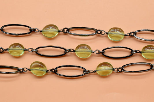 Natural Peridot Connector Chain, Smooth Bezel Connector Link Chain,Peridot Connector Rosary,Gemstone bezels Jewelry,Peridot Link Bezel Chain