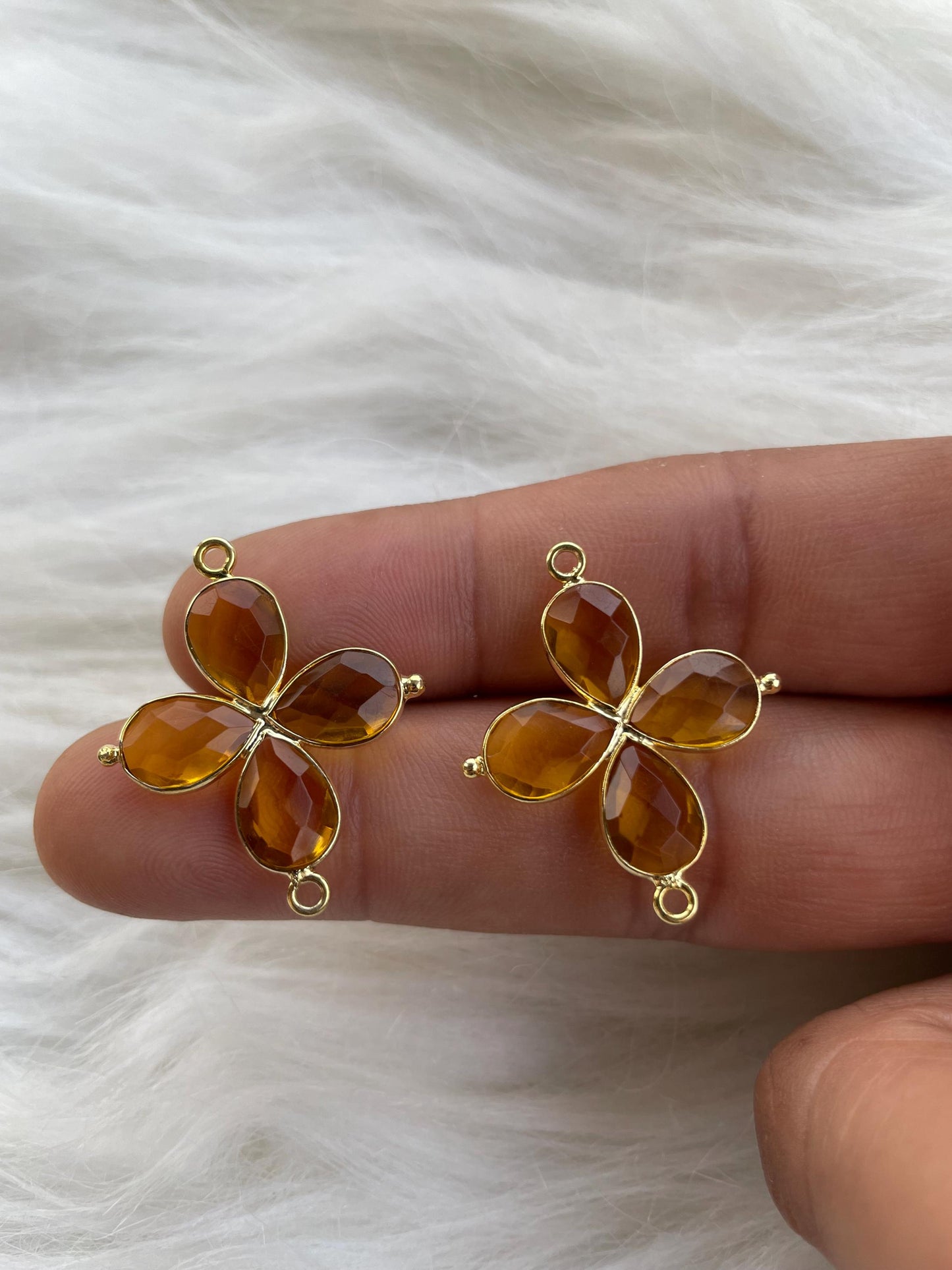 Citrine Teardrop Pendant,Gemstone jewelry Component,Citrine Bezel connector,Citrine Bracelet Charms,Double Bail connectors,Wedding Gift,P122