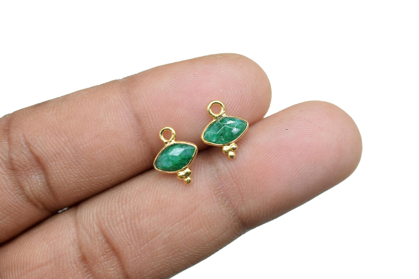 Natural Emerald Charms Pendant/Marquise Shape Pendant/Handmade Pendant/Tiny Pendant/Necklace Connector jewelry/Womne Jewelry/B'day Gift