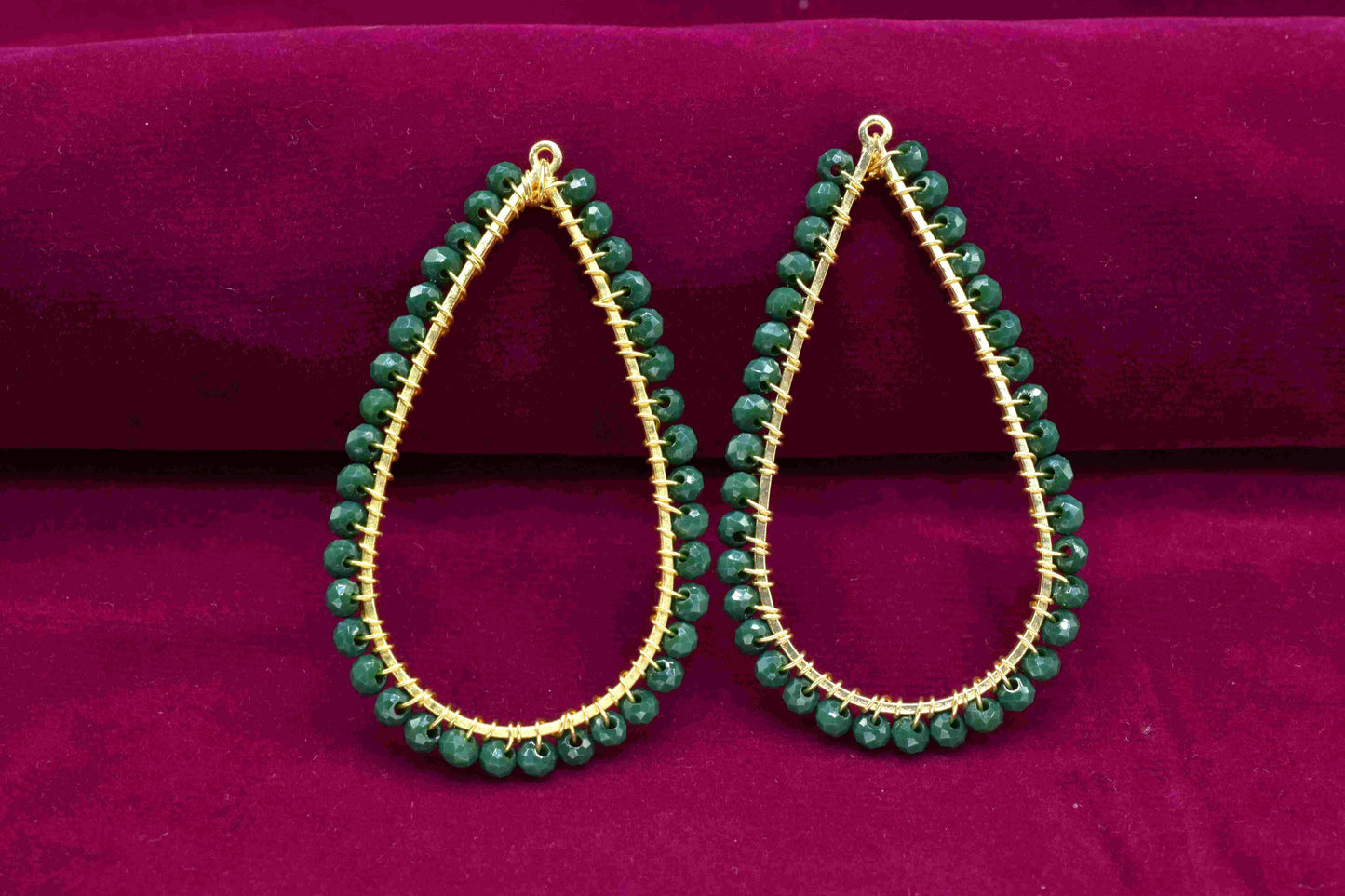 Green Agate Wire Wrapped Earrings,Gemstone Component,Handmade Earring,Dangle Earring Component,Findings Earring Components,Connector Jewelry