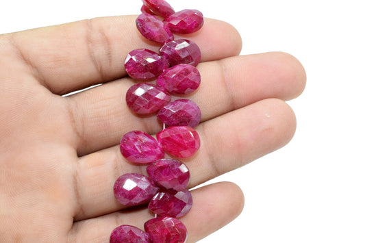 Ruby 9x13 Briolettes,Natural Ruby Beads,Faceted Ruby Beads,Ruby Beads,Ruby Faceted Pear Briolettes,Ruby Drops,Jewelry making beads,Supplies