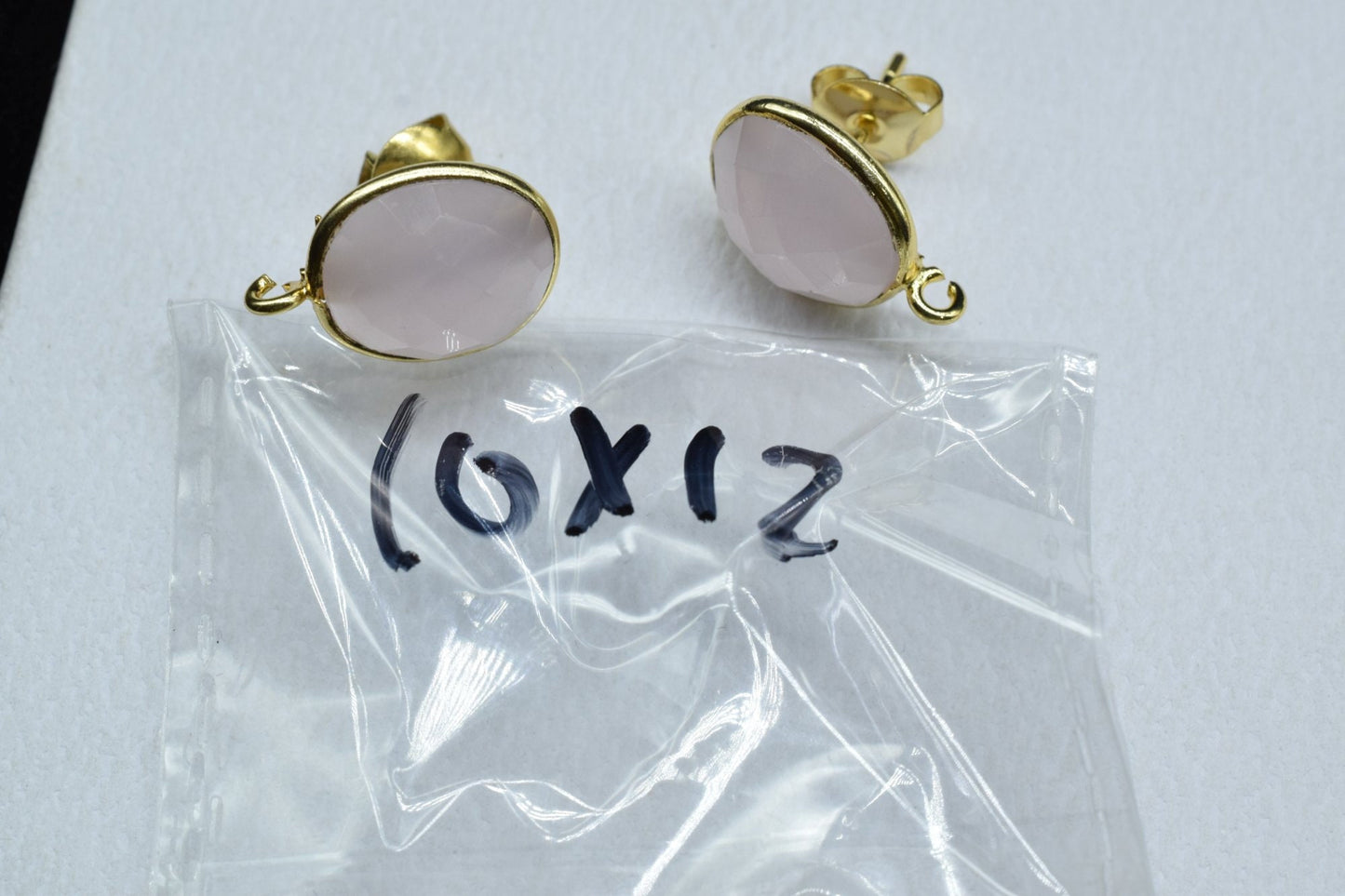 Pink Chalcedony Earring Connector,Jewelry Making Supplies,Earring connector post stud, Jewelry,Jewelry Findings,Rose Quartz Earring,Studs
