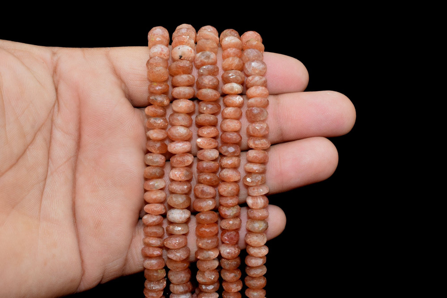 Sun Stone Faceted Rondelle Shape Beads, Sunstone 7.5x8.5mm Size Rondelle Faceted Gemstone Briolettes, Sunstone Beads Jewelry, Gemstone Beads