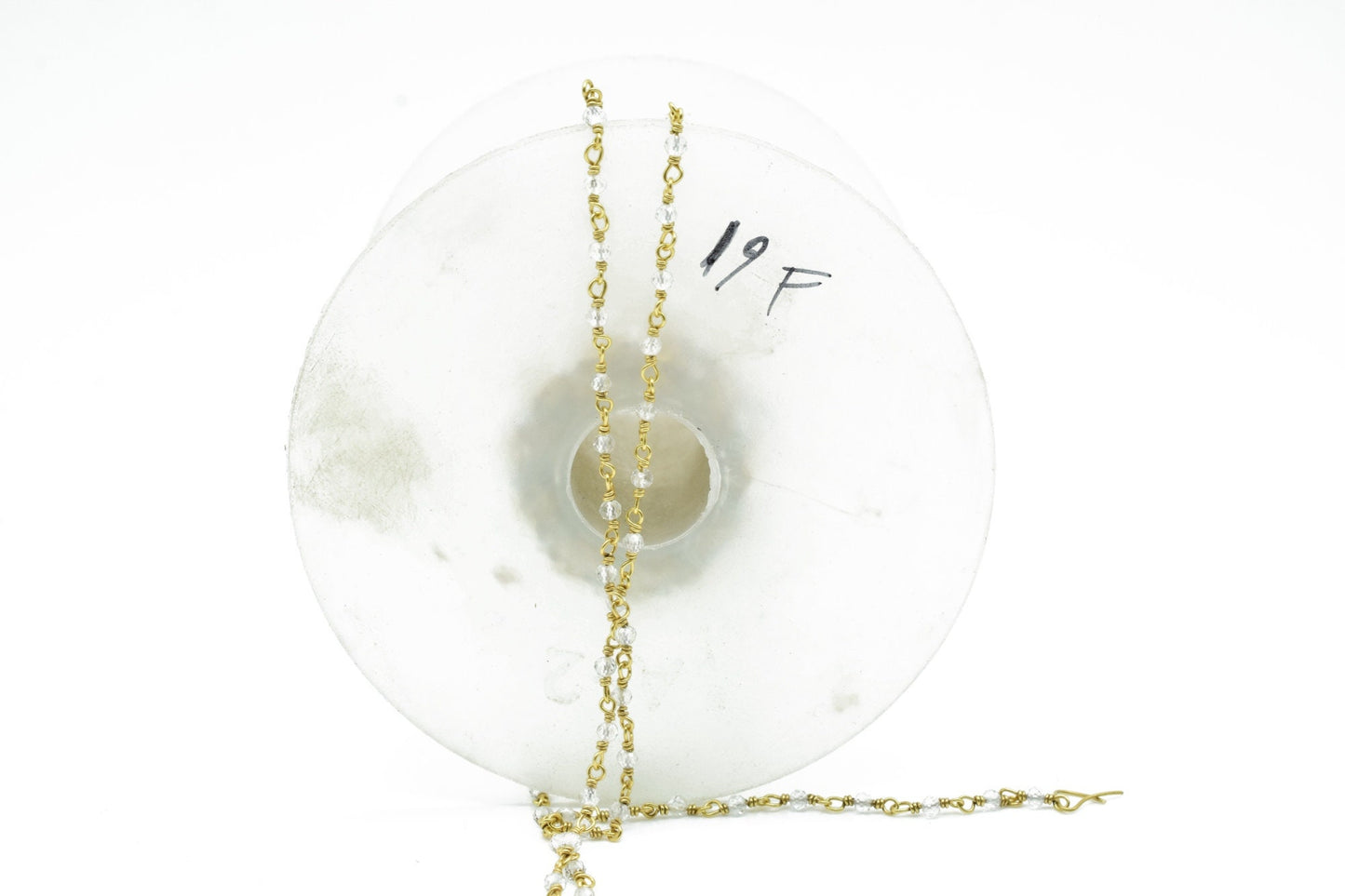 Crystal Quartz 2mm Beaded Chain,Rosary,Crystal Quartz Wire Wrap Chain,Crystal Quartz Brass chain Jewelry Making Chain,Crystal Quartz Rosary