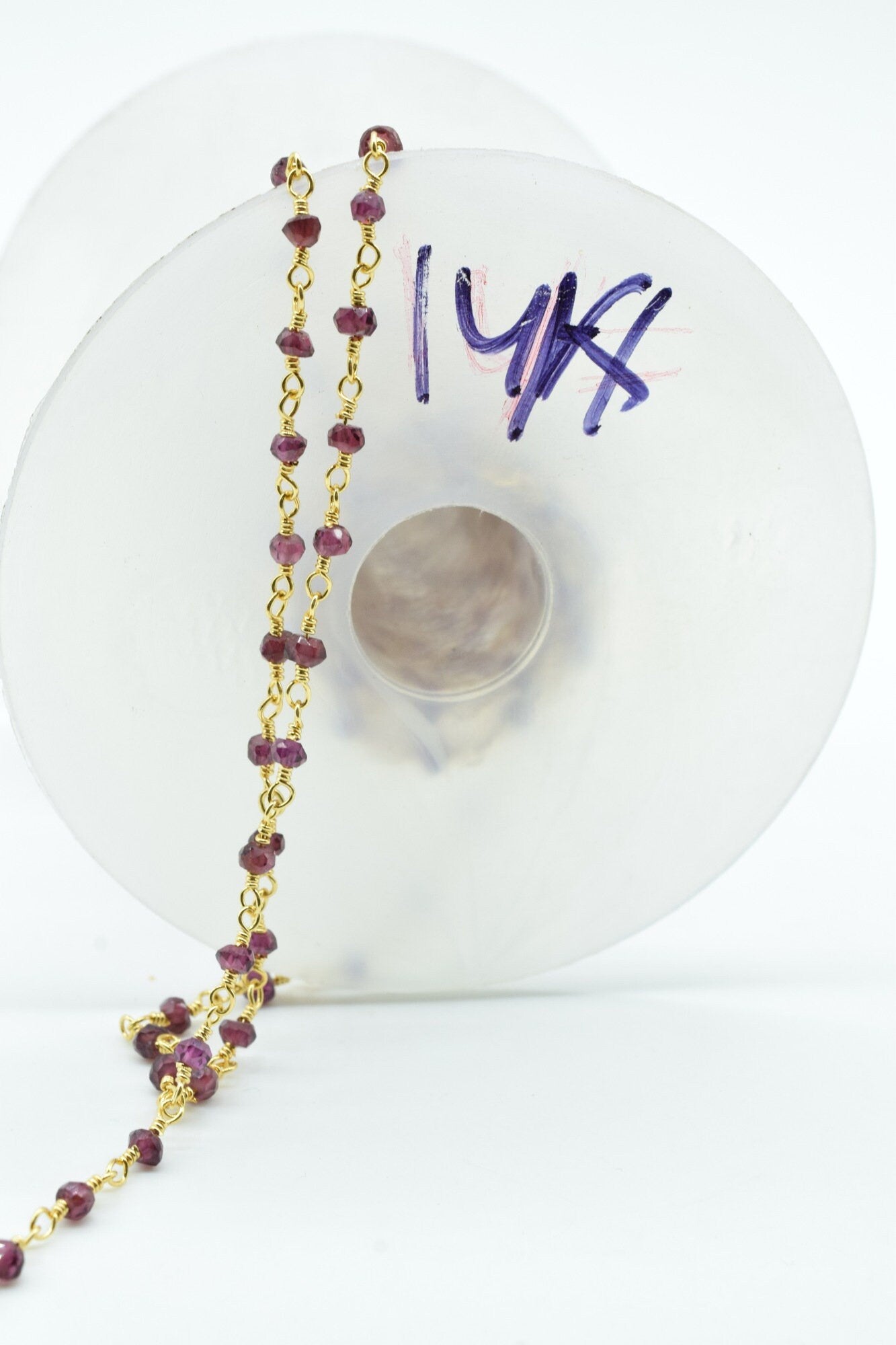 Garnet 2mm Beaded Chain,Garnet Rosary Chains,Garnet Gold Plating Wire Wrap Chain,Garnet Brass chain,Jewelry Making Chain,Garnet Rosary chain