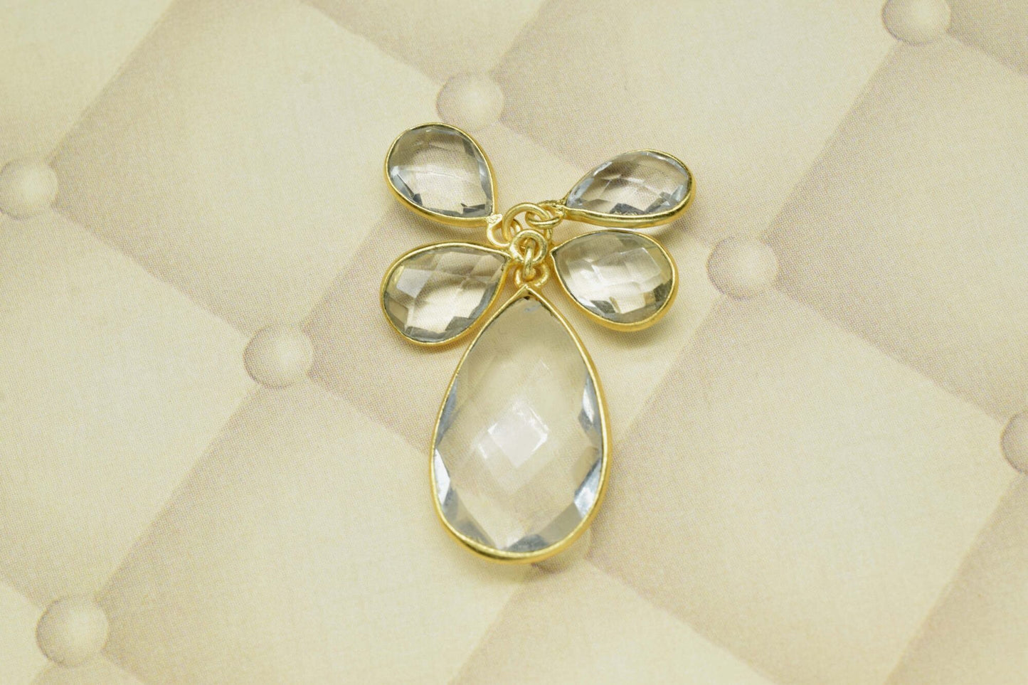Crystal pendant,Crystal Teardrop pendant,Crystal Gold Plated bezel,Crystal jewelry making charms crafts,multi stone pendant ,gemstone drop