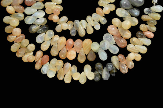 Multi Moonstone Faceted 5x8mm To 6x10mm Teardrops,Moonstone Gemstone Beads, Jewelry Beads,Multi Color Moonstone Faceted Beads Strand,Jewelry