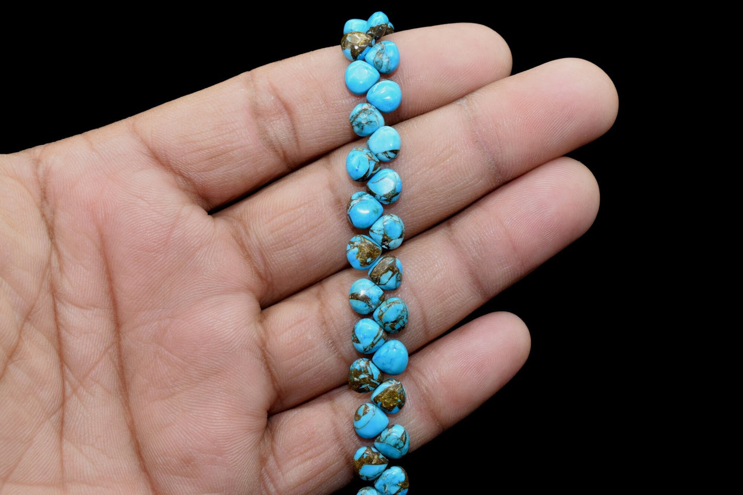 Sky Blue Copper Turquoise 6mm Smooth Heart Shape Briolettes,Smooth Heart Shape Beads,Copper Turquoise Smooth Beads,Superb Item at Low Price