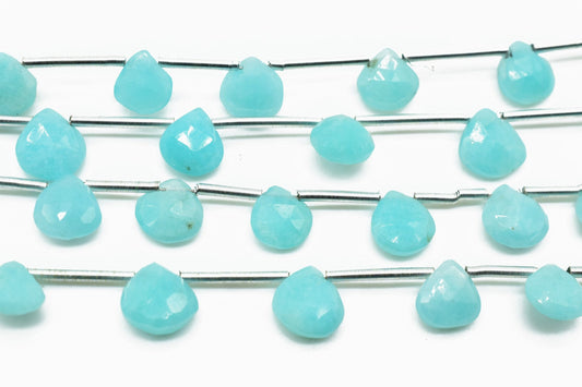 AAA Quality Amazonite 6mm Heart shape Beads,Amazonite Briolettes,Amazonite Faceted Pear Briolette,Sparkly Full 7" Strand,Wholesale briolette