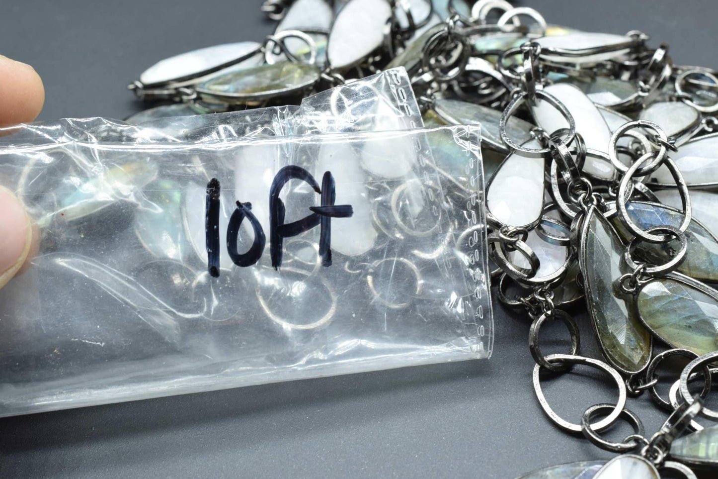 Blue Flashy Labradorite & Moonstone 10x30mm long briolette connector link Chain Natural Labradorite Bezel Chain,Labradorite Chain,Labradorit