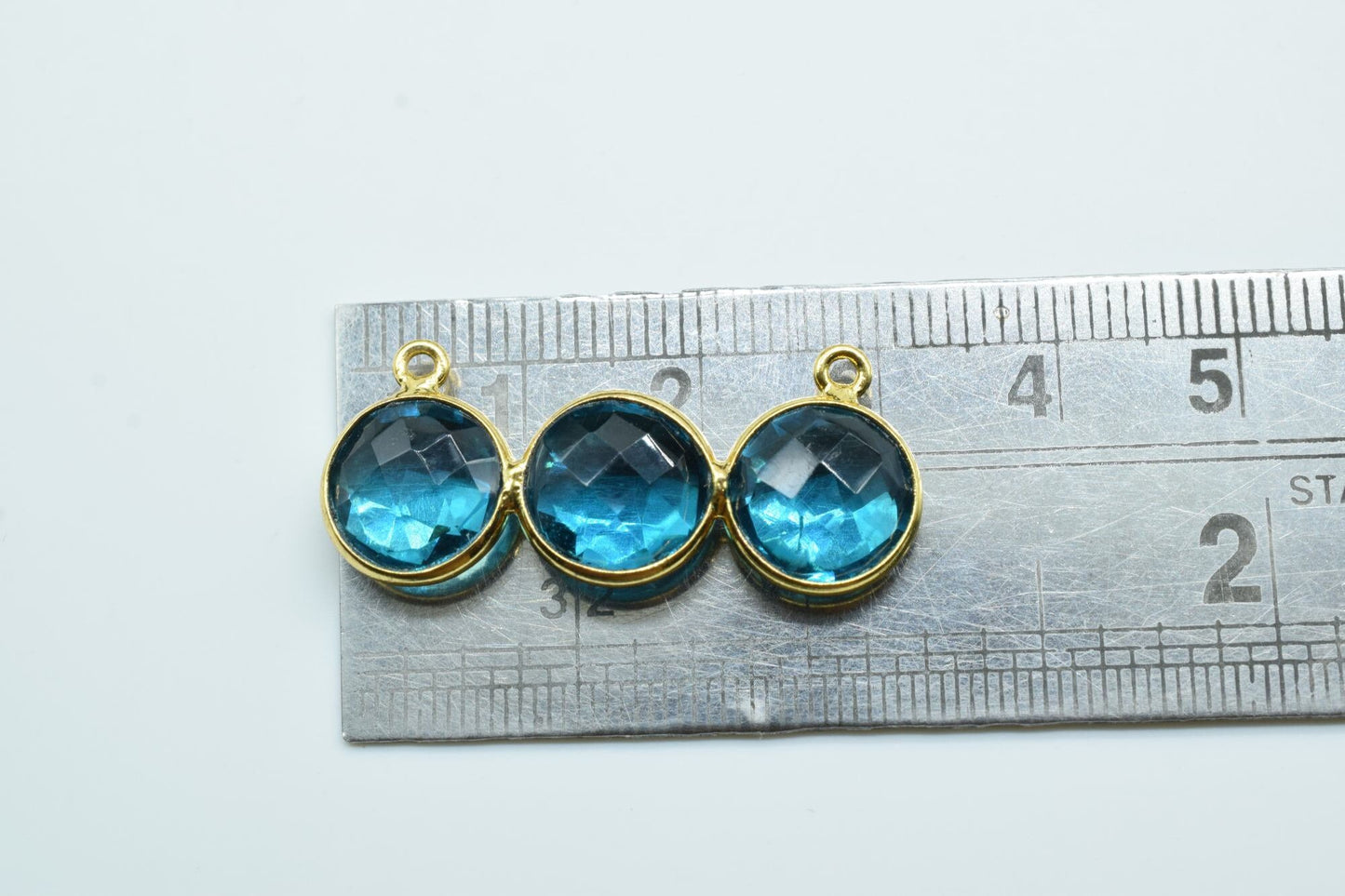 London Blue Topaz Double Bail Pendant,Round Attached Bezel,Blue Topaz Gemstone Component,Blue Topaz Necklace,Pendant Connector,L B T Earring
