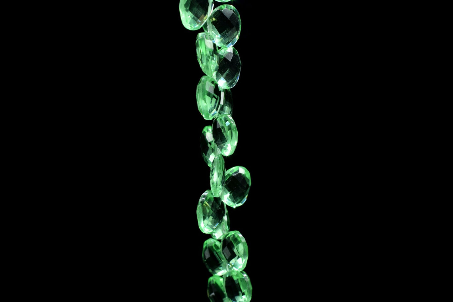 Green Amethyst Faceted Heart Shape Briolettes,10mm Heart Shap Beads Strand,Green Amethyst Briolettes Strand,10mm Heart Shape Strand,9 inches